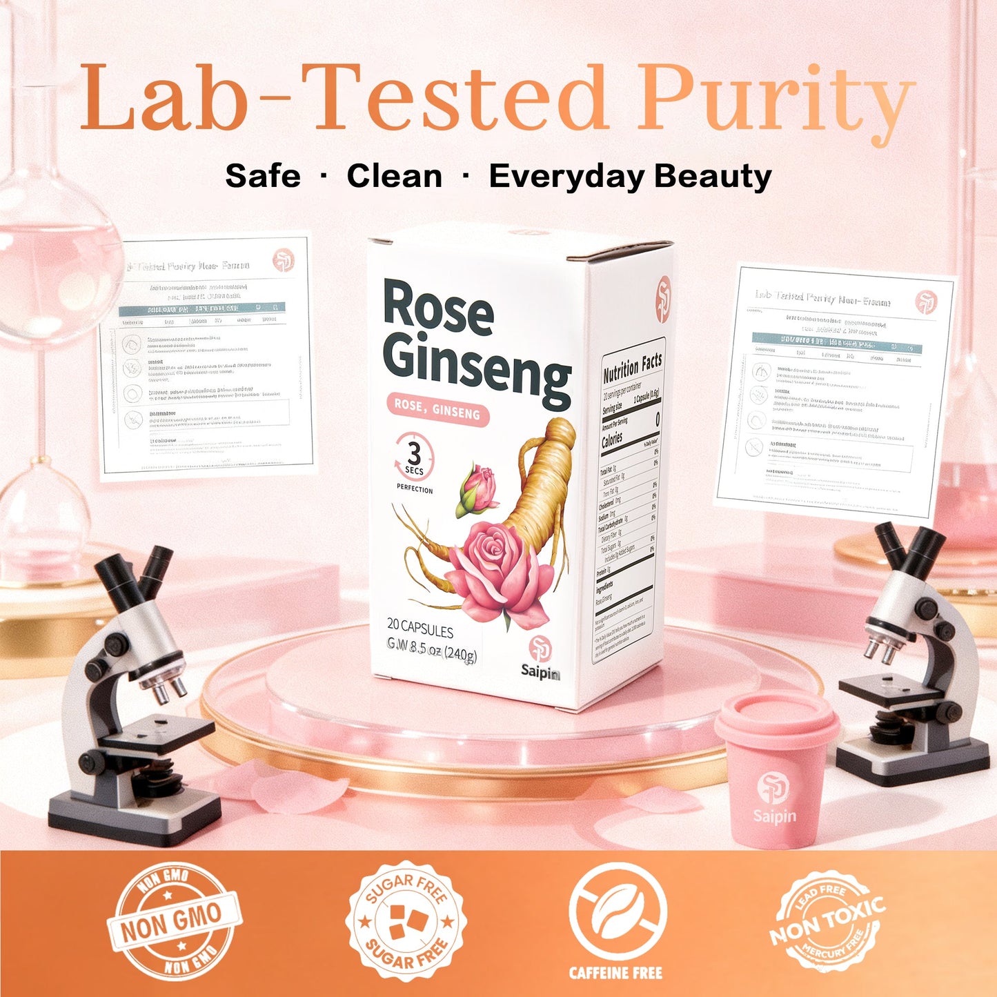 Saipin Rose American Ginseng Tea | 2× Large Boxes (40 Capsules)